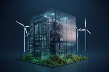 Fototapete - Clean and sustainable energy, conceptual illustration. Generative AI