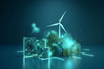 Fototapete - Clean and sustainable energy, conceptual illustration. Generative AI