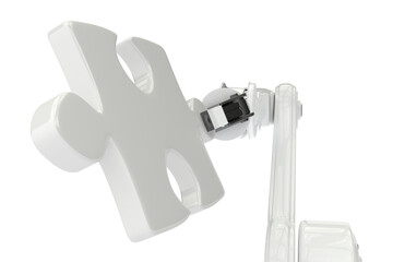 Poster - Digital generated image of robot with jigsaw piece