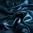 © Julia - Beautiful dark blue silk satin background. Soft folds on shiny fabric. Luxury background with space for design. Web banner. Flat lay, Table top view. Christmas, Valentine's ... Generative AI