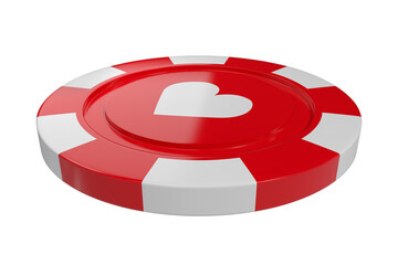 Leinwandbilder - 3D image of red casino token with hearts symbol
