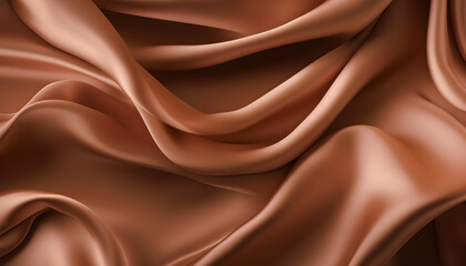 realistic wavy abstract background, delicate and elegant brown silk cloth, generative ai