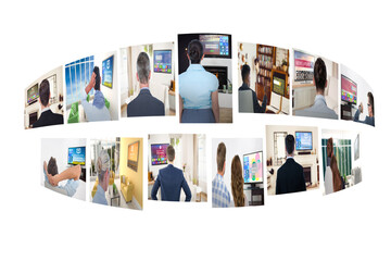 Poster - Digitally generated image of various screens representing business people