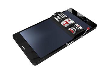 Poster - 3D image of mobile phone with slot machine