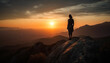 © Jeronimo Ramos - Achievement at sunset one woman standing triumphantly generated by AI