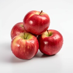 A handful of ripe, eaple, arranged in a natural curve, on a white background, with no visible stems or blemishes