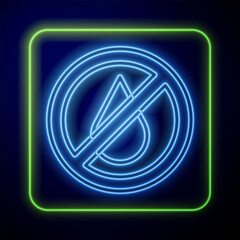 Poster - Glowing neon No water icon isolated on blue background. Ramadan festival related. Vector