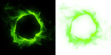 Abstract Green Ring Of Light With Smoke Effect On A Black And Transparent PNG Background, Isolated Image, Easy To Edit And Can Be Used For Various Purposes.