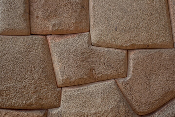 Detail of a stone wall background texture, Inca wall in Cuzco, Peru