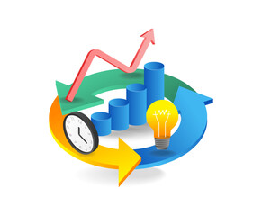 Aufkleber - Alarm clock warning isometric flat 3d illustration concept