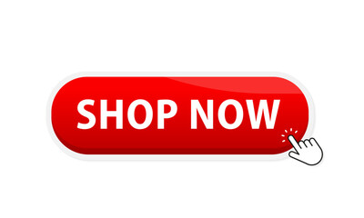 Poster - Buy now button with shopping cart. Shop now. Modern collection for web site. Online shopping. Click here, apply, buttons hand pointer clicking. Cursor icon. Vector illustration