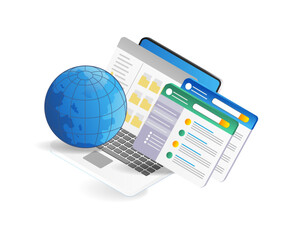 Poster - Web Hosting Concept. Isometric Flat Design Vector Illustration.