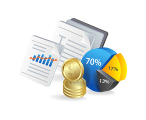 Poster - Illustration of data analysis, business data analytics, financial report, vector illustration