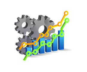 Aufkleber - 3d isometric illustration concept business and gear analysis symbol