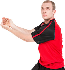 Wall Mural - Sportsman posing while playing volleyball