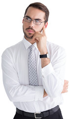 Wall Mural - Portrait of a businessman with glasses thinking 