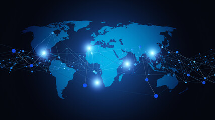 Wall Mural - Globalization and communication concept. Earth and luminous rays. 3d rendering