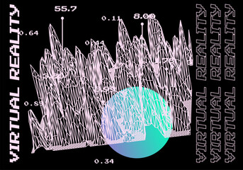 Leinwandbilder - 3D glitched and distorted plane made of mesh. Computer science and virtual reality subject illustration.