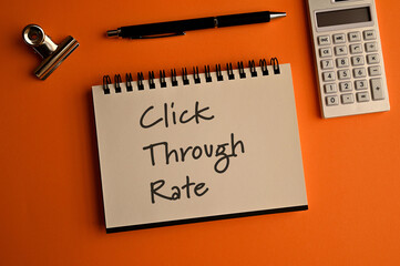 Poster - There is a notebook with the word Click Through Rate. It is eye-catching image.