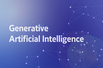 Poster - There is an image with the word Generative artificial intelligence on a laptop. It is an eye-catching image.