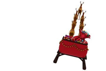 Sticker - Reindeer pulling red sleigh with gift boxes during Christmas