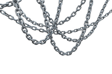 Poster - 3d image of linked metallic silver chains