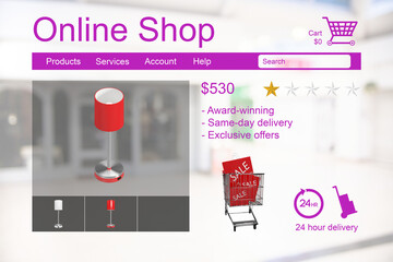 Poster - Electric lamps for sale displayed on web page