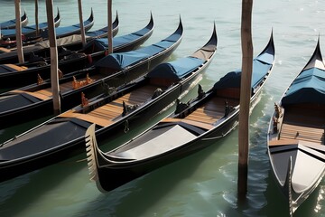 Wall Mural - Boats docked at a pier Generative AI