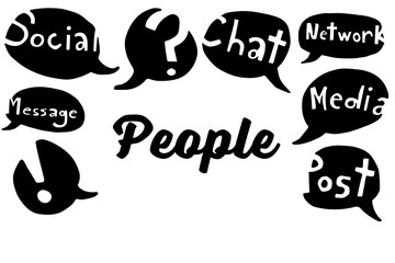 Sticker - People text surrounded by chat icons