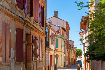 Wall Mural - View of streets and houses of Muret commune in Haute-Garonne department, southwestern France