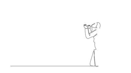 Poster - Animated self drawing of continuous line draw businessman or manager is on his knees, ask for help. Man in a business suit praying. Psychological therapy and treatment. Full length one line animation