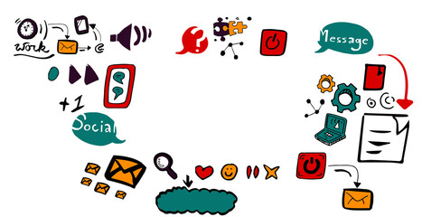 Poster - Digital image of various colorful icons