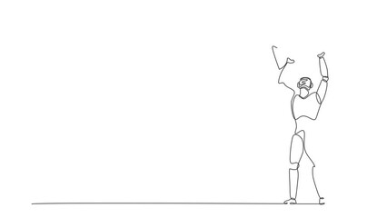 Poster - animated self drawing of continuous line draw robots lifting up giant hourglass. modern robotics art