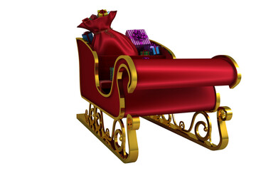 Sticker - Red and gold santa sleigh