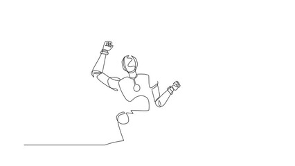 Poster - animated self drawing of continuous line draw robot fell into manhole underground sewer. robotics ar