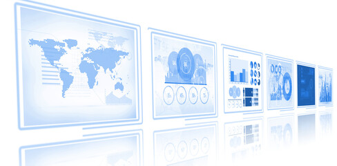 Poster - Digital image of business charts and map