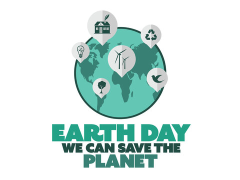 Earth with text over white background