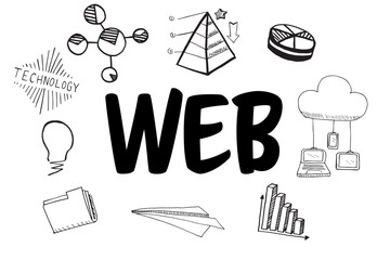 Poster - Web text amidst several vector icons