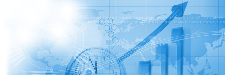 Aufkleber - Digital image of clock with graph over world map on screen