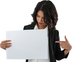 Canvas Print - Businesswoman pointing at placard