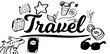 Composite image of travel text with symbols