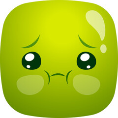 Wall Mural - Nausea face emoji vector icon, sick green face