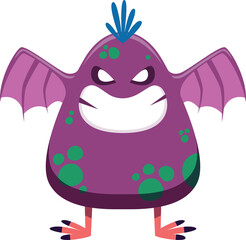 Wall Mural - Cartoon funny monster character with bat wings