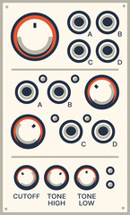 Poster - Music control panel tone half and low, cutoff sign
