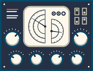 Poster - Control panel retro dashboard, knob switch buttons