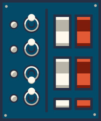 Aufkleber - Knob buttons on retro control panel, switch dial