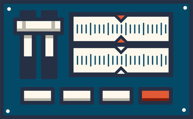 Poster - Knob switch buttons, retro control panel dashboard
