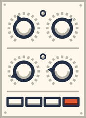 Poster - Control panel knob switch buttons, retro dashboard
