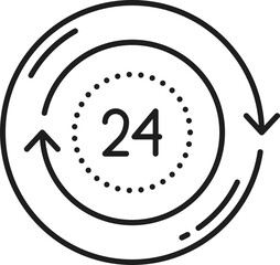 Poster - 24 hours delivery service icon. Outline timer