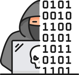 Aufkleber - Professional hacker using laptop planning attack